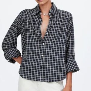 Easy Y-Neck Button-Up Shirt
